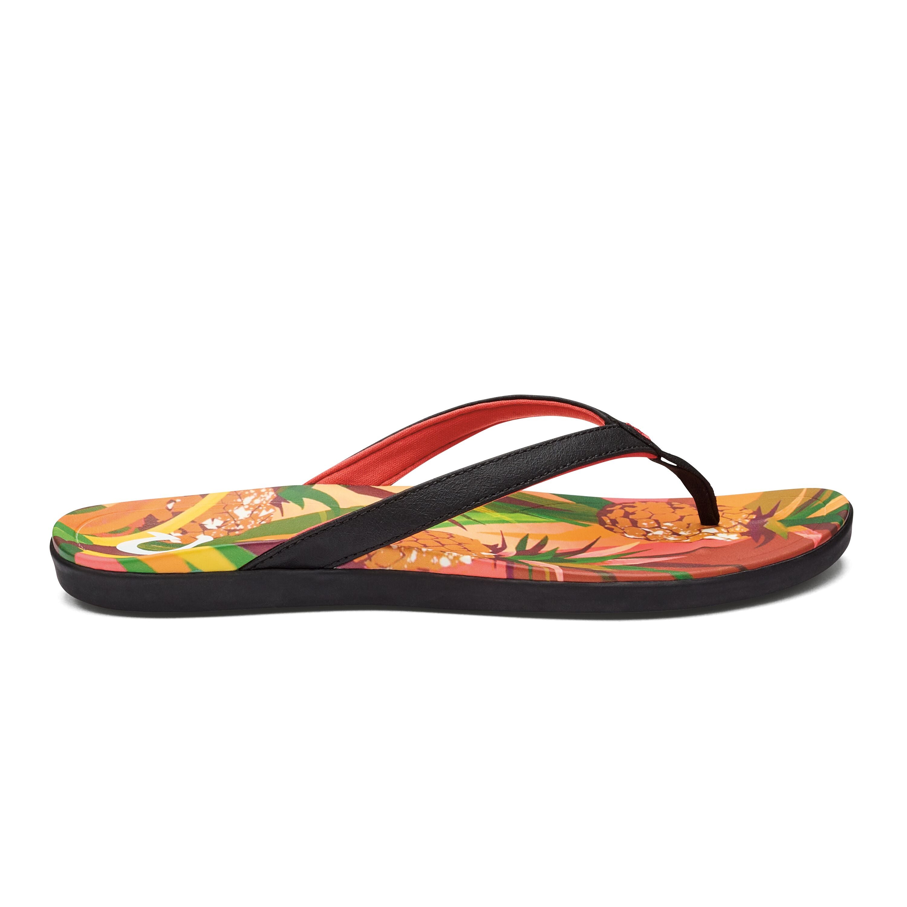 OLUKAI WOMEN'S HO'OPIO HAU SANDAL - BLACK/PINEAPPLE