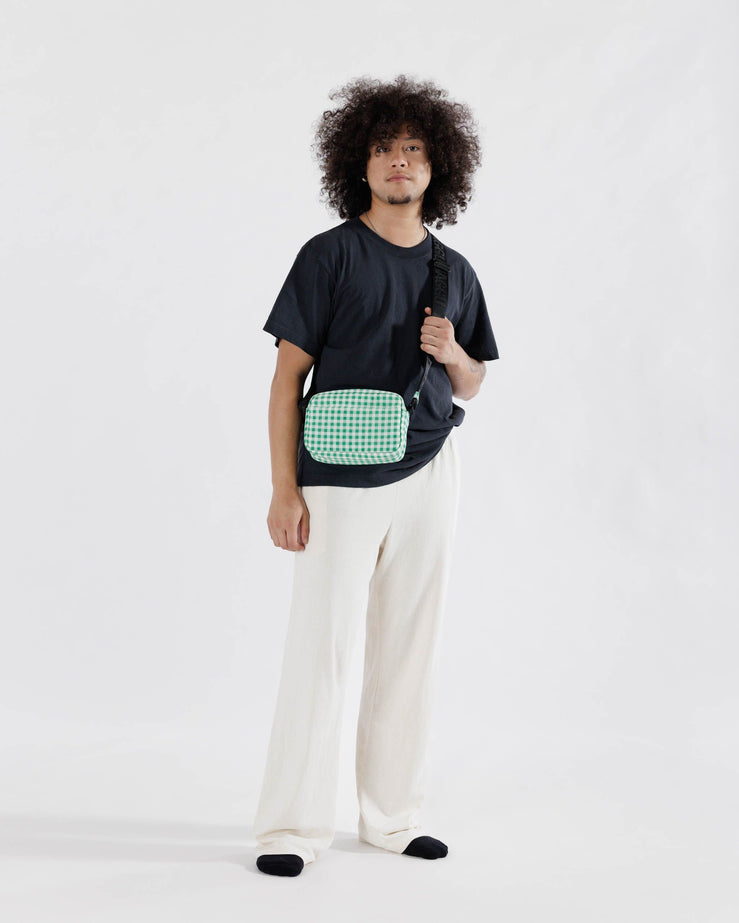 Camera Crossbody in Green Gingham from BAGGU