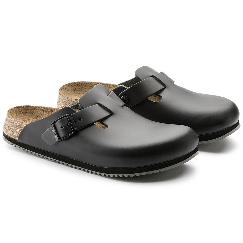 BIRKENSTOCK BOSTON SUPER GRIP - BLACK LEATHER