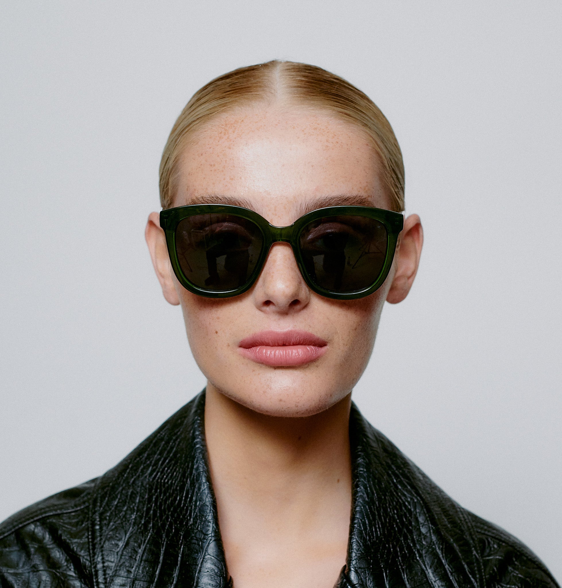 Billy Sunglasses in Dark Green Transparent from A. Kjaerbede