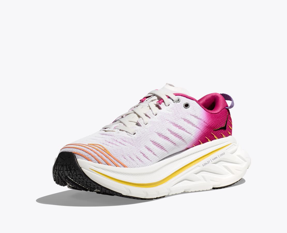 HOKA WOMEN'S BONDI X - BLANC DE BLANC/PINK YARROW