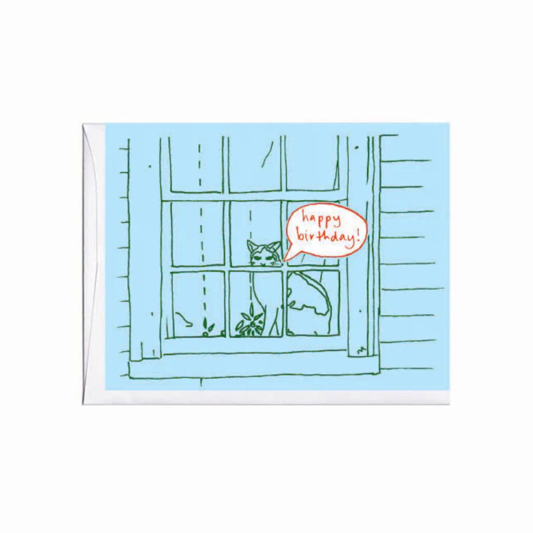 Cat In Window Birthday Card from La Familia Green