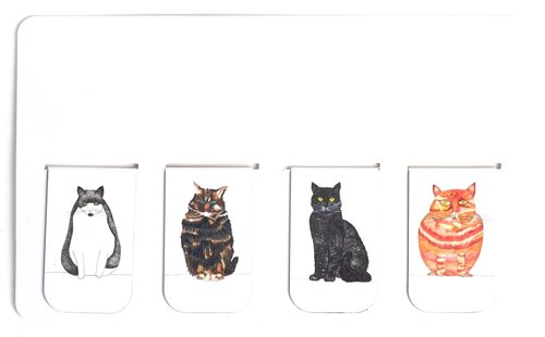 Cat Cat Magnetic Bookmarks from natchie