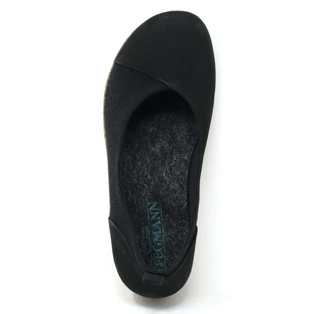 STEGMANN SOFIE STRETCH FELT & LEATHER SLIP-ON - BLACK - WOMEN'S