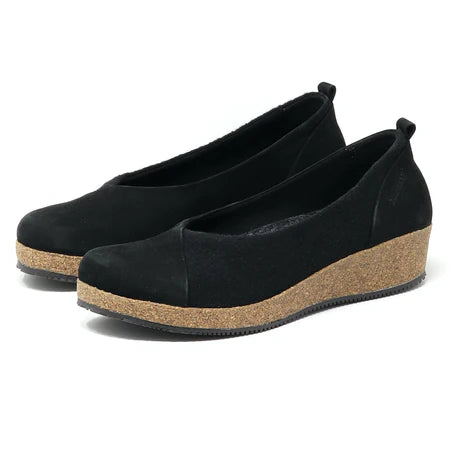 STEGMANN SOFIE STRETCH FELT & LEATHER SLIP-ON - BLACK - WOMEN'S