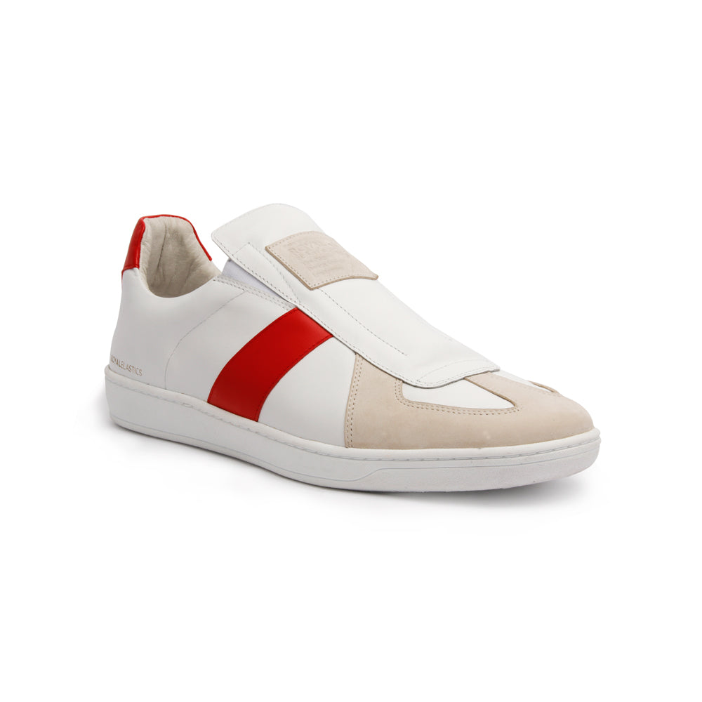 Men's Smooth White Red Leather Low Tops 01591-001