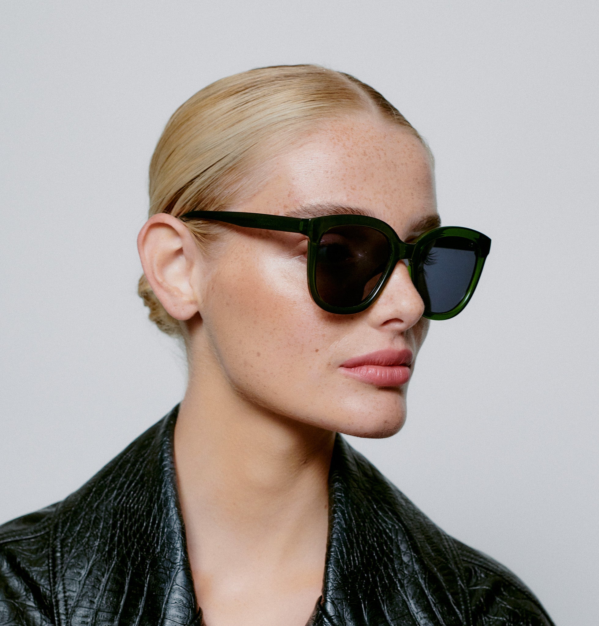 Billy Sunglasses in Dark Green Transparent from A. Kjaerbede