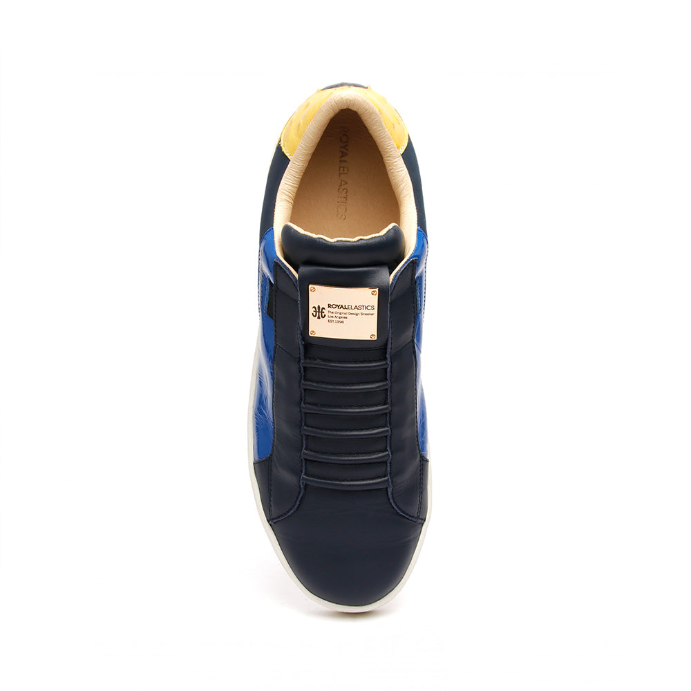 Men's Adelaide Navy Blue Yellow Leather Sneakers 02684-553