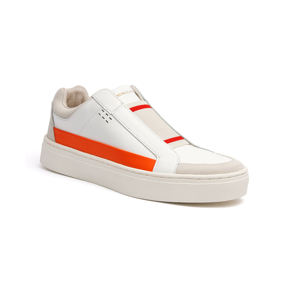 Women's Queen White Orange Leather Sneakers 94291-020