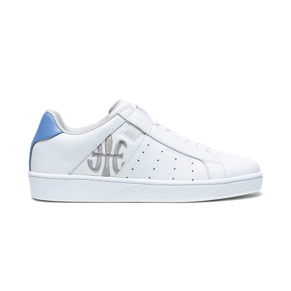 Men's Icon White Blue Logo Leather Sneakers 01922-085