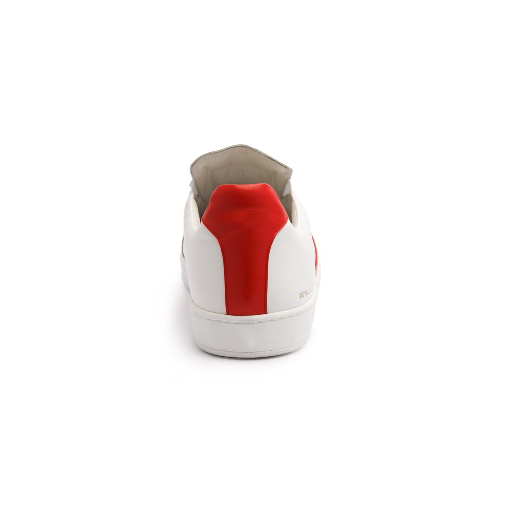 Men's Smooth White Red Leather Low Tops 01591-001