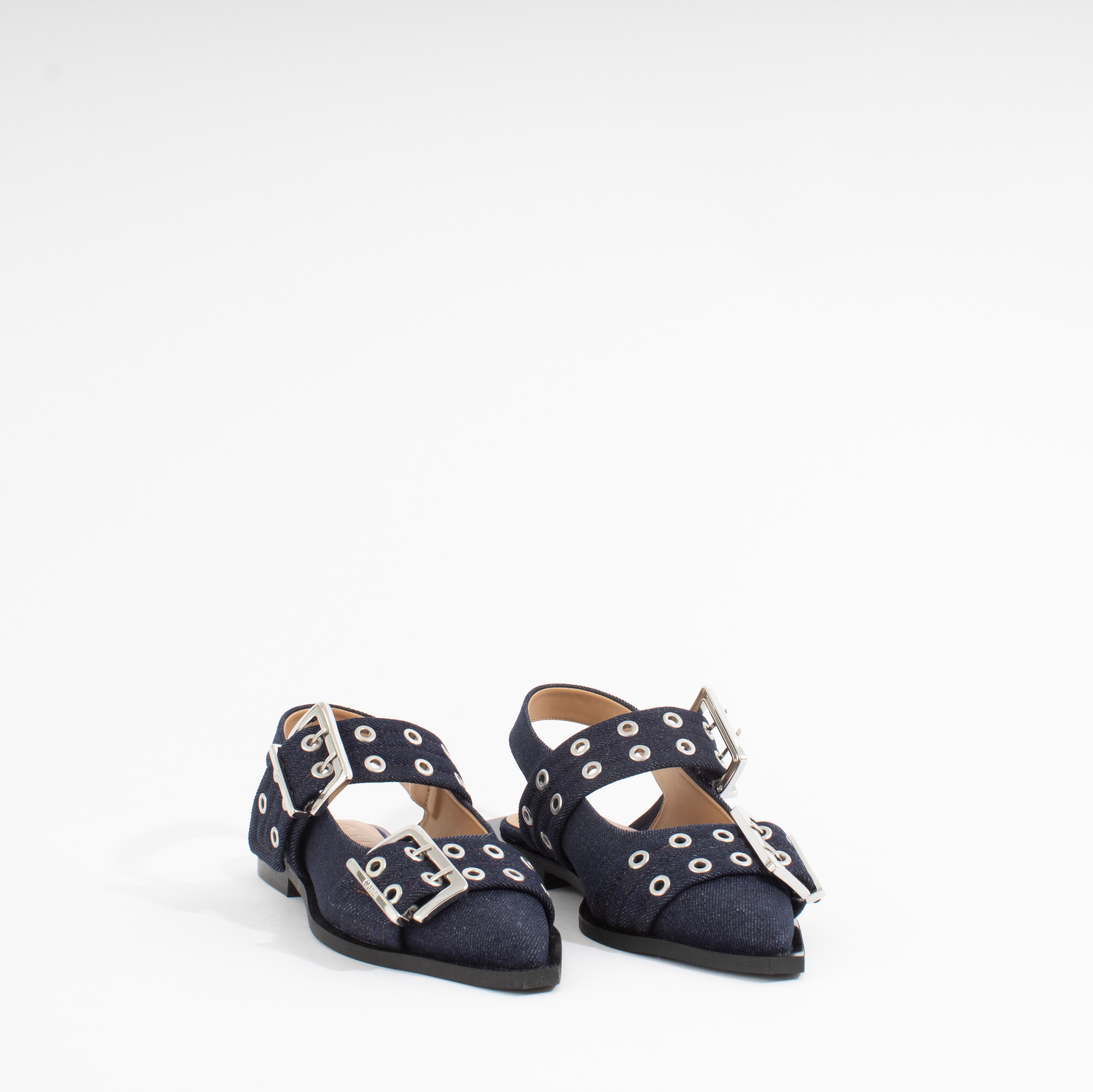 FEMININE BUCKLE BALLERINA | DENIM