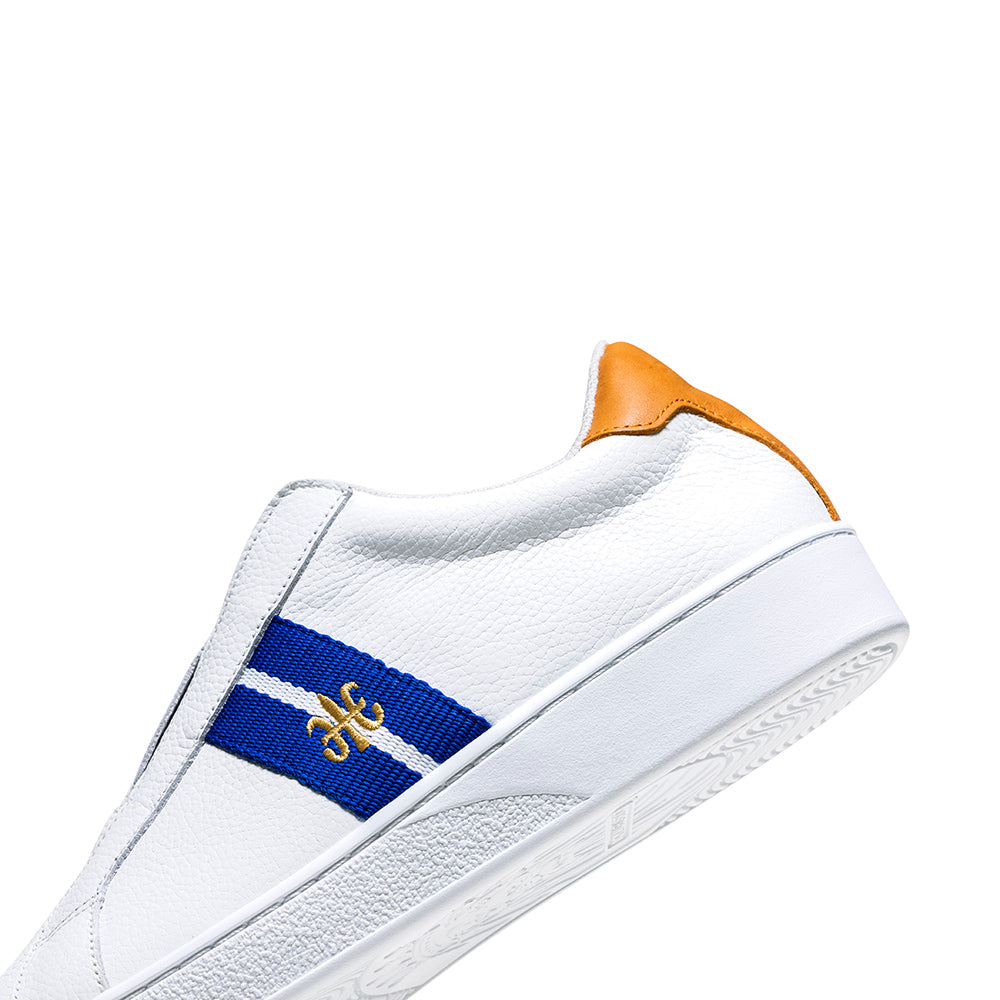 Men's Bishop White Blue Yellow Leather Sneakers 01731-005