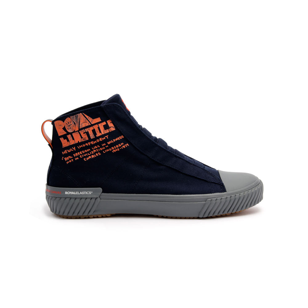 Women's Harajuku Navy Orange Canvas High Tops 94784-551