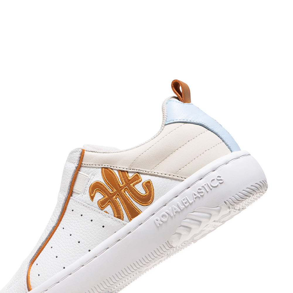 Men's Icon 2.0 White Orange Blue Logo Leather Sneakers 06533-025