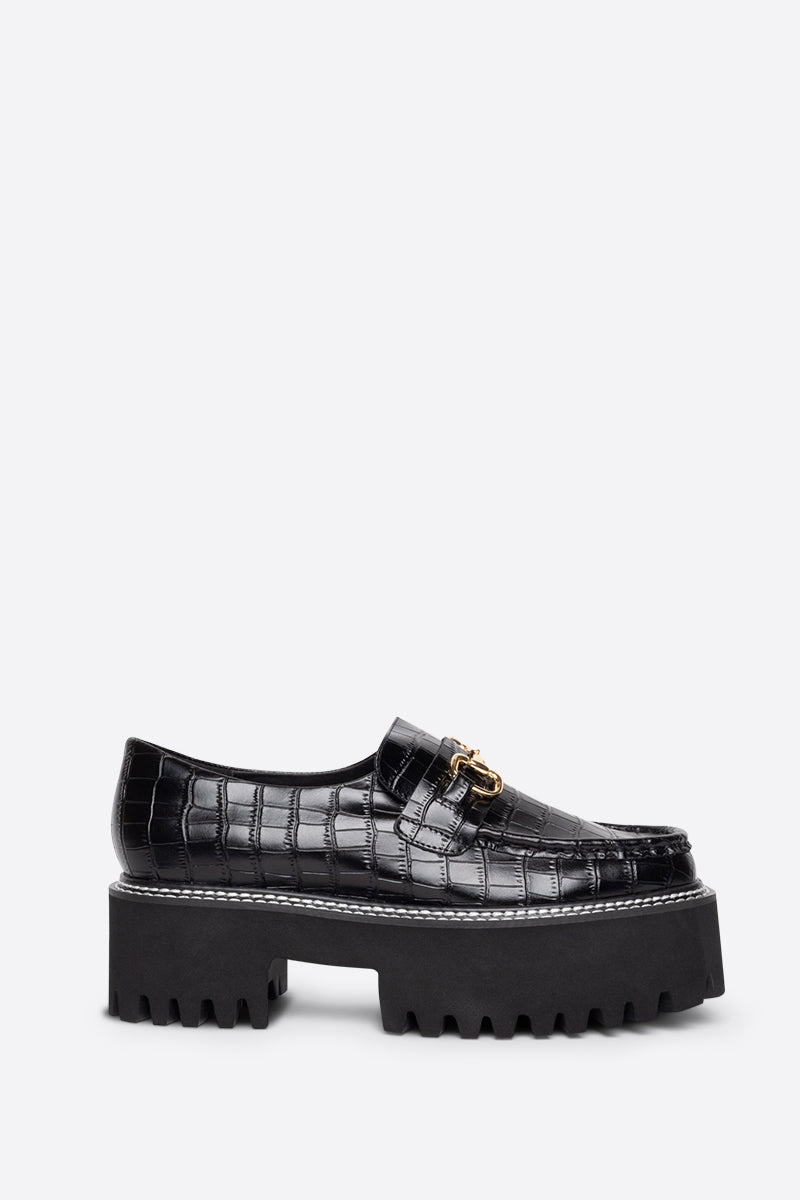 Helix Loafer in Black Croc from Intentionally Blank