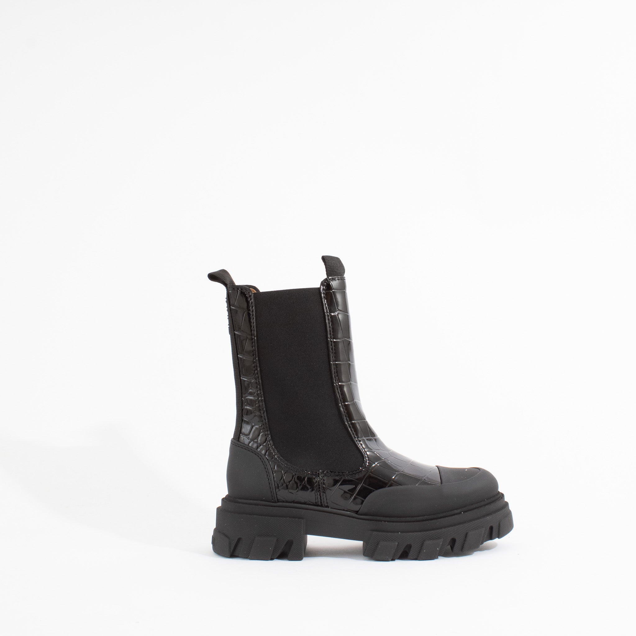 CLEATED MID CHELSEA BOOT | BLACK CROCO