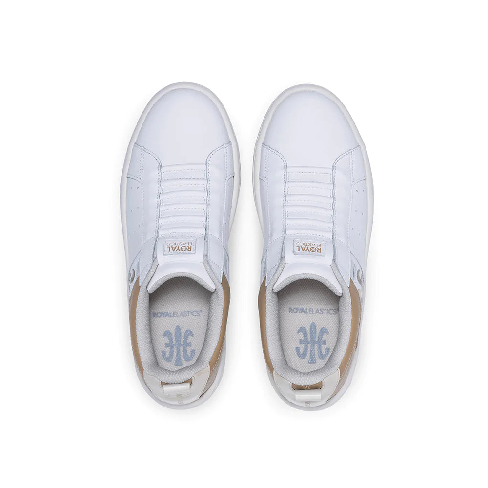 Women's Icon 2.0 White Gold Logo Leather Sneakers 96523-077