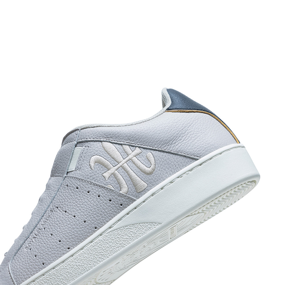 Men's Icon Gray Blue Gold Logo Leather Sneakers 01922-887