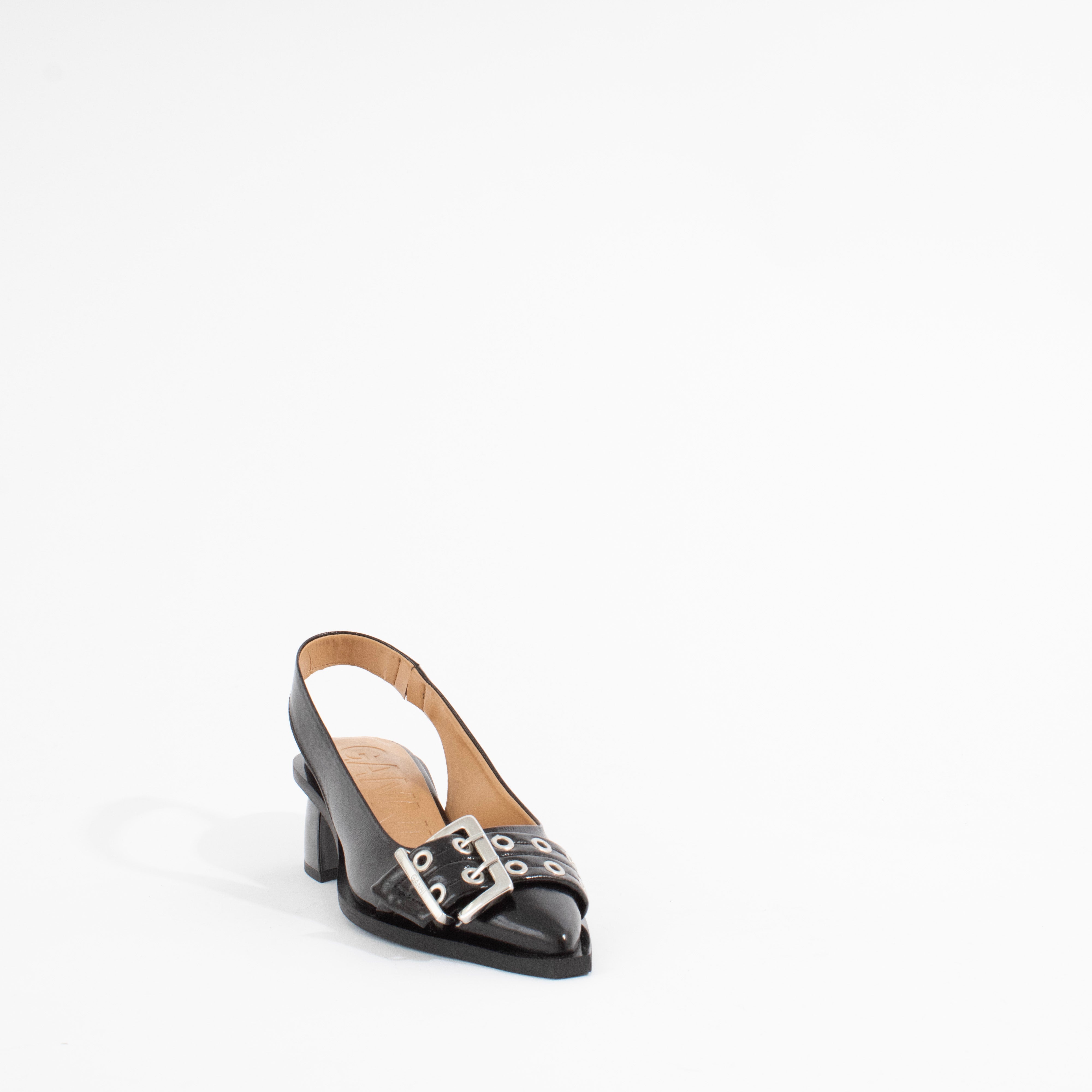 FEMININE BUCKLE SLINGBACK PUMP | BLACK