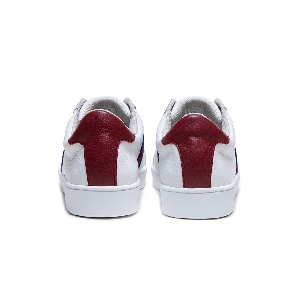 Men's Bishop White Red Blue Leather Sneakers 01722-015