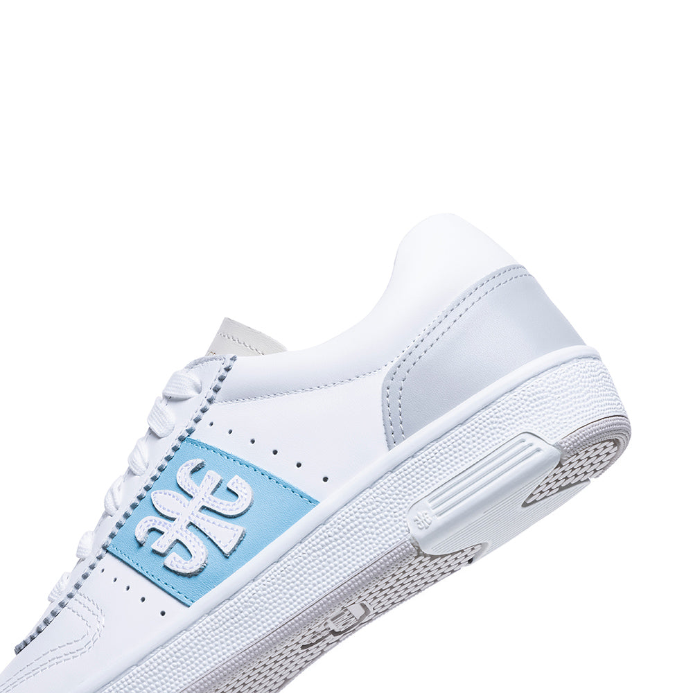 Women's Dreamer White Blue Logo Leather Sneakers 98121-015