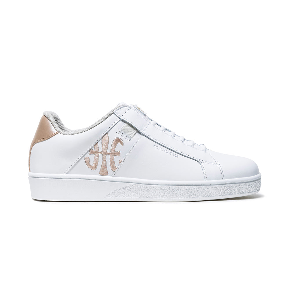 Women's Icon White Gold Logo Leather Sneakers 91923-003