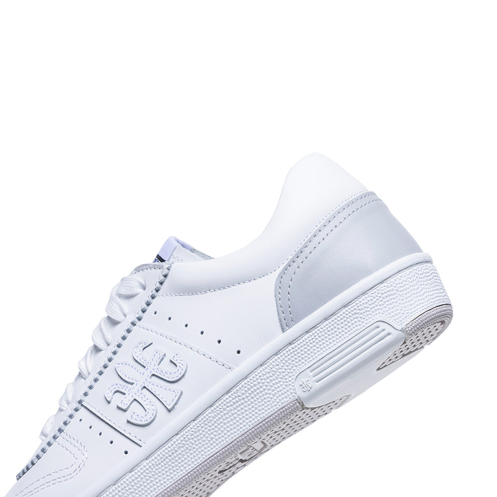 Women's Dreamer White Gray Logo Leather Sneakers 98121-008