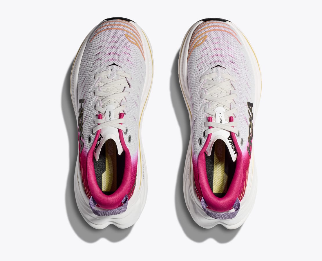 HOKA WOMEN'S BONDI X - BLANC DE BLANC/PINK YARROW