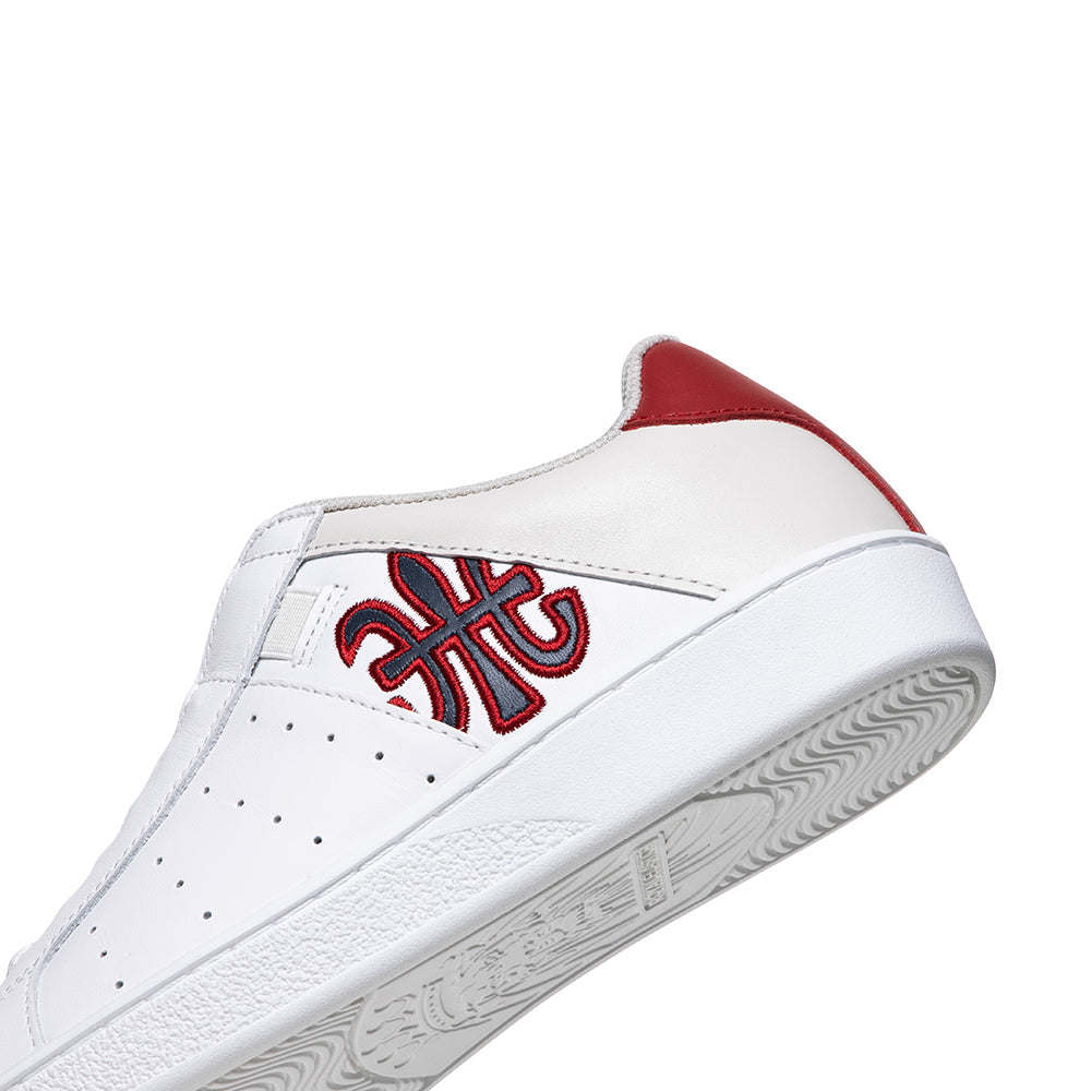 Men's Icon White Red Logo Leather Sneakers 01923-015