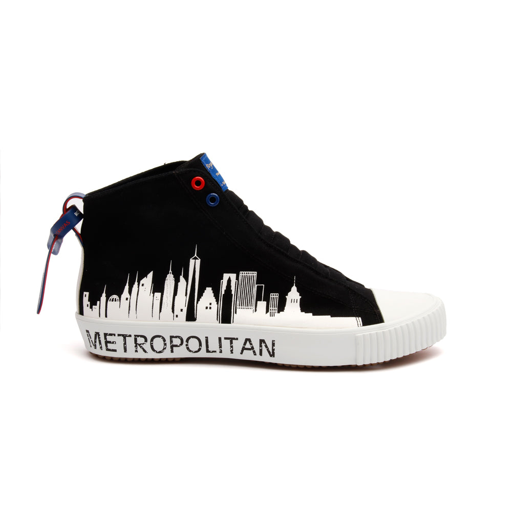 Men's Harajuku Metropolitan Black White Canvas High Tops 04783-990