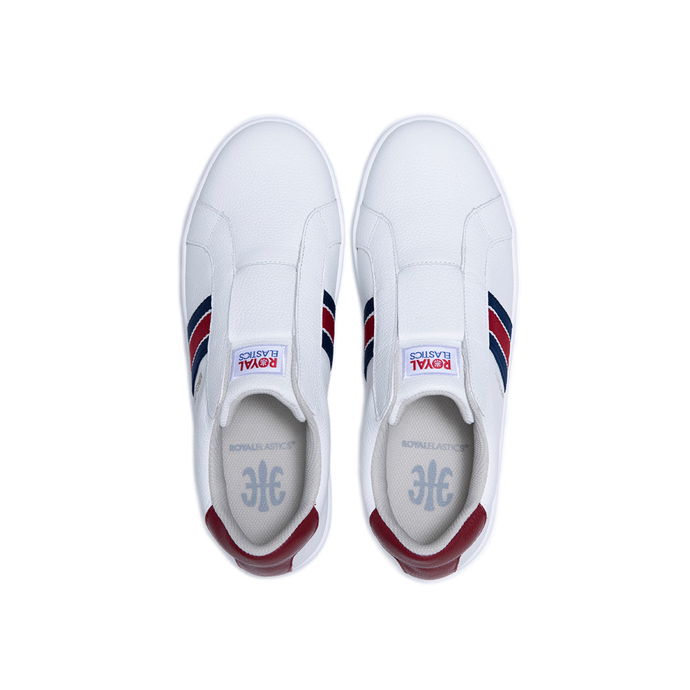 Women's Bishop White Red Blue Leather Sneakers 91722-015