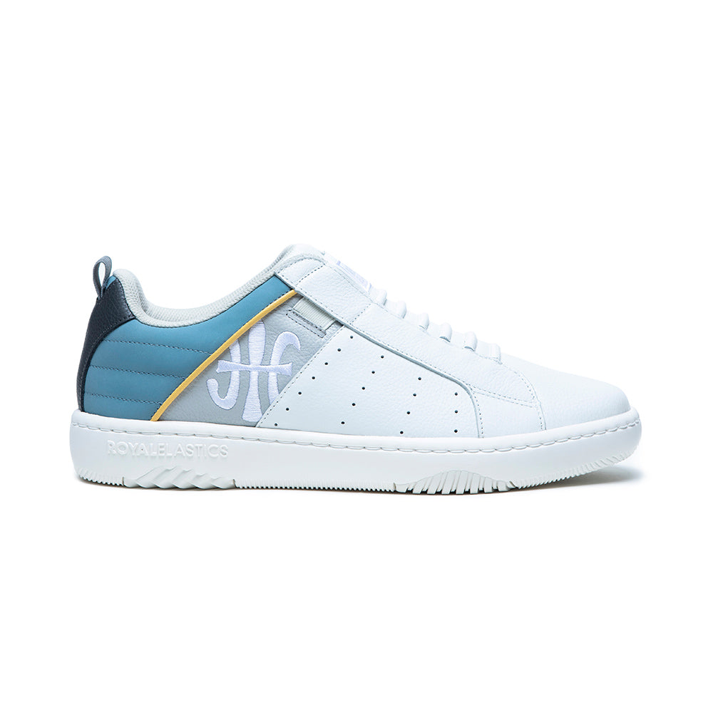 Men's Icon 2.0 White Gray Blue Logo Leather Sneakers 06521-085