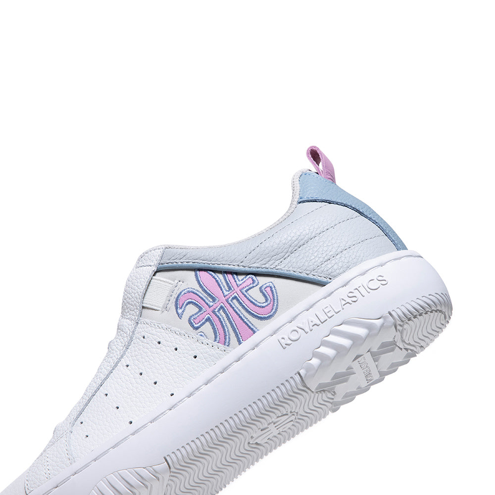 Women's Icon 2.0 White Blue Pink Logo Leather Sneakers 96532-018