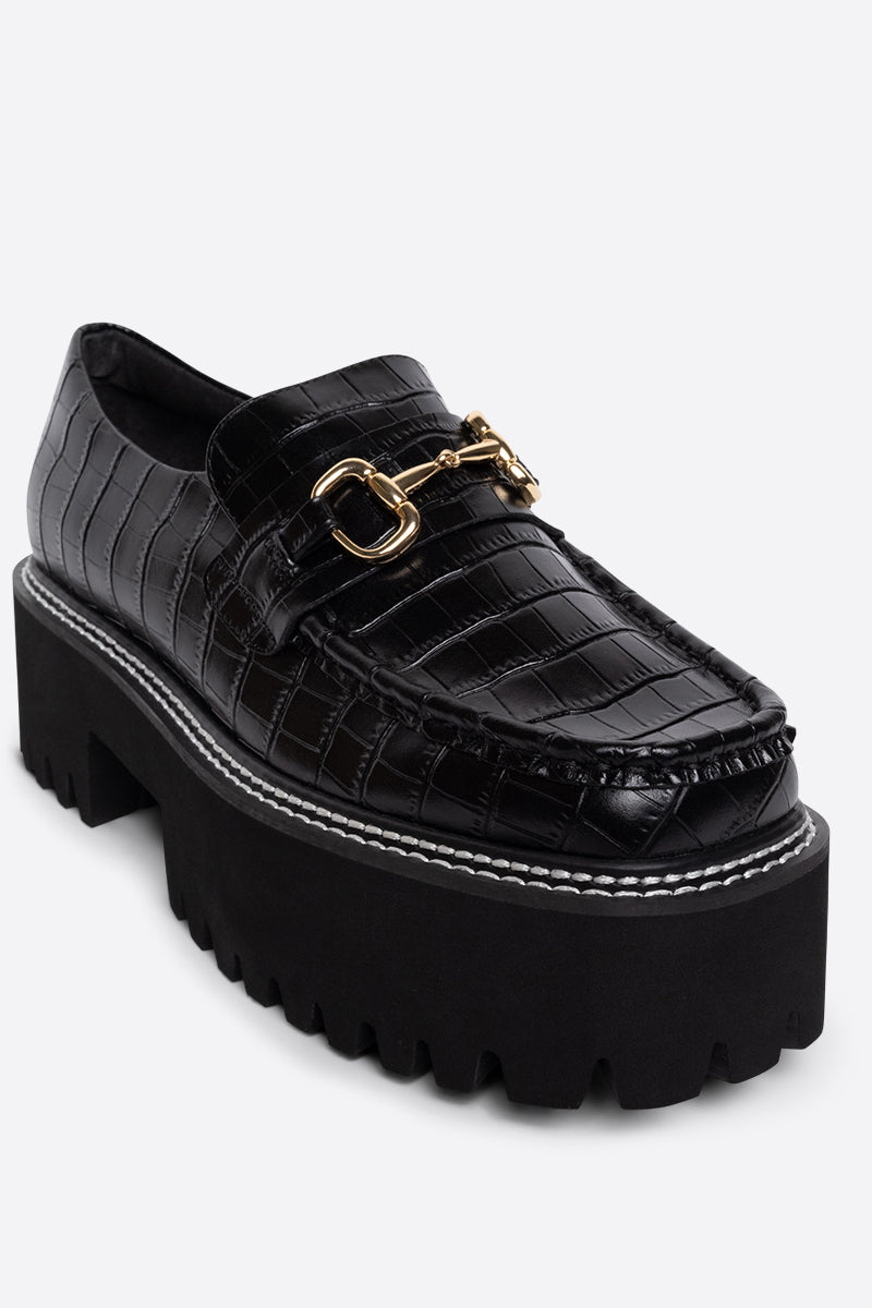 Helix Loafer in Black Croc from Intentionally Blank