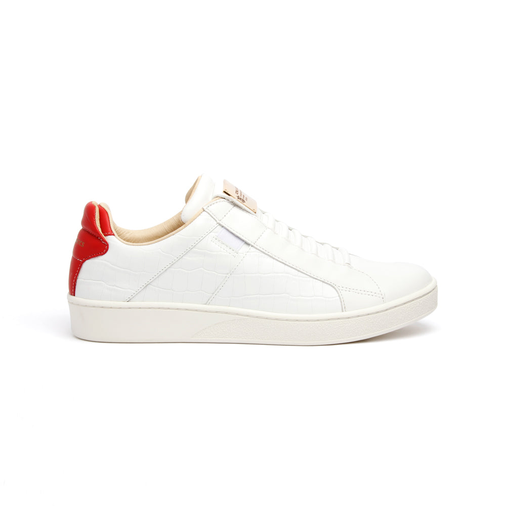 Men's Icon SBI White Red Leather Sneakers 02583-081