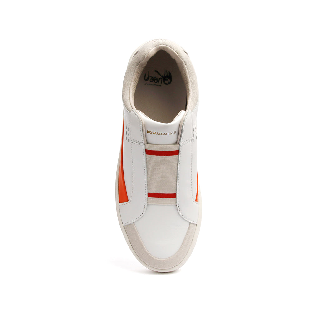 Women's Queen White Orange Leather Sneakers 94291-020