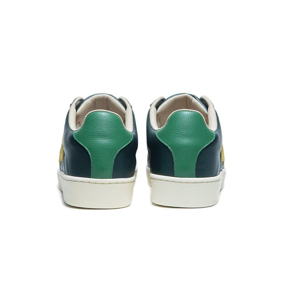 Men's Icon Green Yellow Logo Leather Sneakers 01921-443