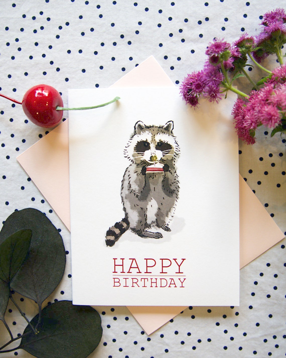 Happy Birthday Raccoon Card by Lauren and Lorenz