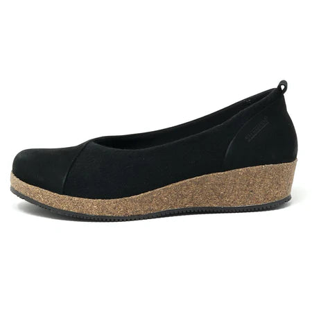 STEGMANN SOFIE STRETCH FELT & LEATHER SLIP-ON - BLACK - WOMEN'S