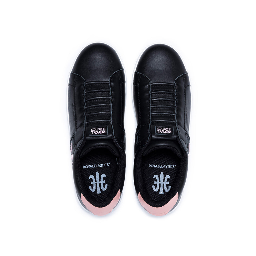 Women's Icon Black Pink Logo Leather Sneakers 91923-991